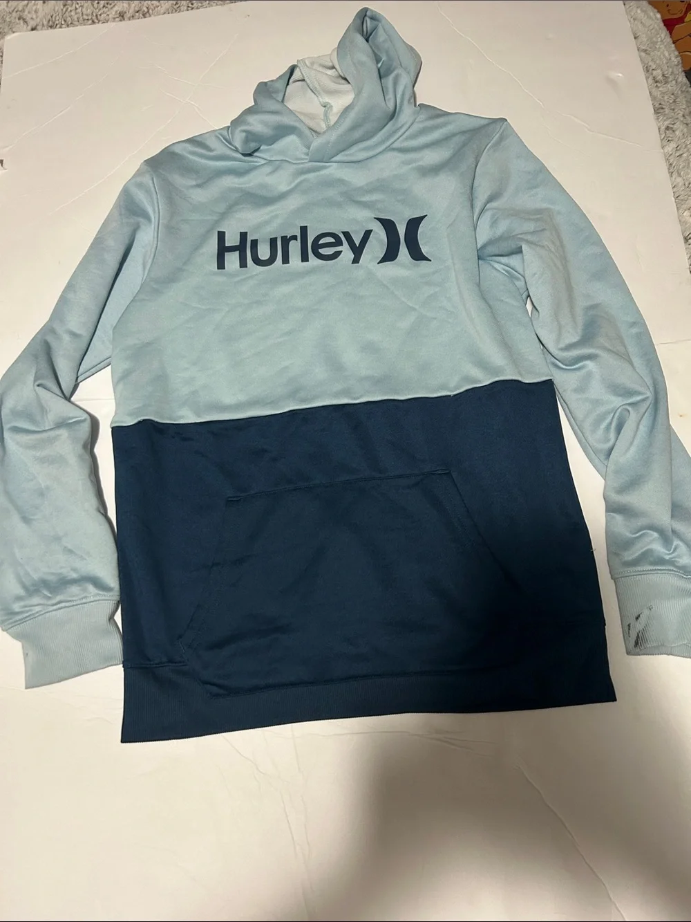 Hurley Two-Tone Light Blue and Navy Crewneck Pullover